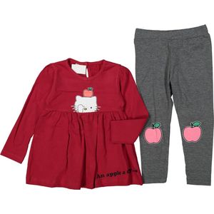 jurkje - kindje jurkje -set - maat 92/98 meisje jurken - jurk - rood - meisje - kindje mode - broekje - jurkje - set van 2 - 2 delige set - cadeau