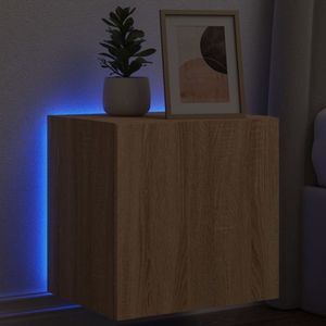 vidaXL Tv-meubel - LED-verlichting - 40x35x40 cm - Eiken Tv-wandmeubel - Zwevend Tv-meubel - Mediabox - Salontafel - Bergruimte