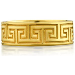 Meanderring met Grieks motief in 14K Verguld