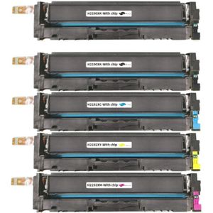 KATRIZ® huismerk toner HP 219X/HP219X / 219X(2x W2190X,1x W2191X,1x W2192X,1x W2193X)|5 stuks|MET CHIP|Geschikt printer HP Color LaserJet Pro 3202dn/ 3202dw/ Pro MFP 3302fdn/ 3302fdng/ 3302fdw/ 3302fdwg/ 3302sdw/ 3302sdwg