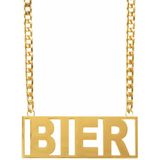 Verkleed sieraden ketting - thema Bier - carnaval/foute party/oktoberfest - goudkleurig