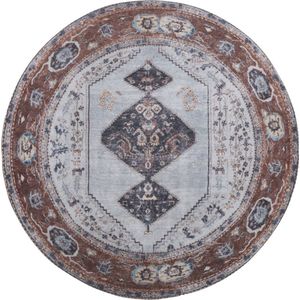 Vloerkleed Karaca Antraciet/Brown 09 Rond ø200 cm