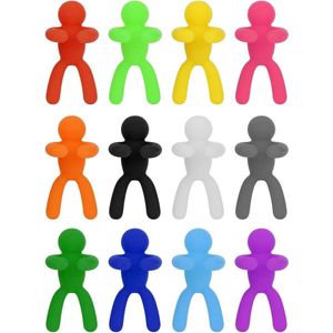 Wijnglasmarkeringen siliconen humanoïde drinkglas ID labels herbruikbare wijnglasstickers Kerstfeest Cocktailuren Diners Bekerlabelborden 12 x 06 inch (L x B) (12 stuks) - personaliseerbare drankmarkeringsstickers .