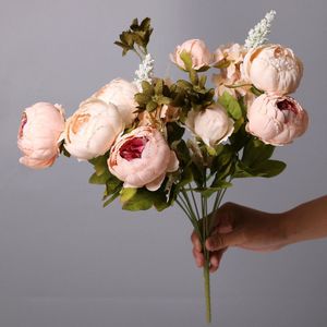 Zijden Boeket Pioen Boeket – 47cm hoog – 2 stelen - doe-het-zelf boeket – DIY – alle kunstbloemen los geleverd – Lente – multi color – Kunstbloemen - nep bloemen - nepbloemen - kunstplanten Lichtroze+Roze