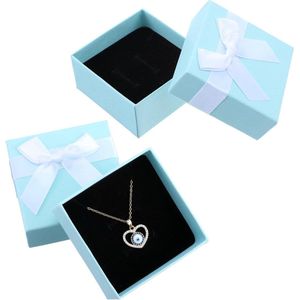 2 stuks kleine geschenkdozen 7 x 7 x 35 cm Kraft Sieraden Geschenkdoos met grijze strik-knoop ring oorbellen ketting geschenkdoos met deksel