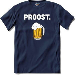 Proost - Bier kleding cadeau - bierpakket kado idee - grappige bierglazen drank feest teksten en zinnen - T-Shirt - Heren - Navy Blue - Maat 4XL