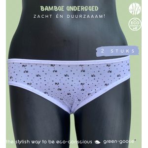 green-goose Bamboe Dames Slip | Set van 2 | Maat M/L | Wit | Met Pootjes Opdruk | Duurzaam, Ademend en Heerlijk Zacht