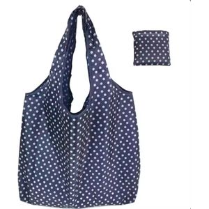 boodschappentassen opvouwbaar en herbruikbaar, shopper blue white dots