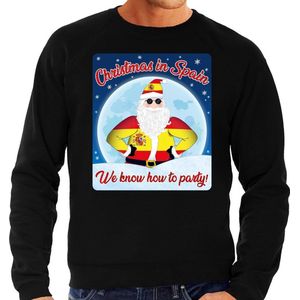 Foute Spanje Kersttrui / sweater - Christmas in Spain we know how to party - zwart voor heren - kerstkleding / kerst outfit M
