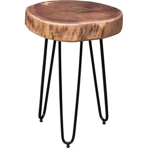 Rootz Bijzettafel - Salontafel - Massief Hout - Acaciahout - 35 x 35 cm - Bruin - Zwart