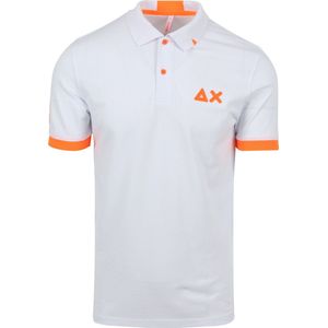 Sun68 - Poloshirt Logo Fluo Wit - Modern-fit - Heren Poloshirt Maat L