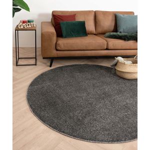 Rond vloerkleed Fine - grijs 200 cm rond