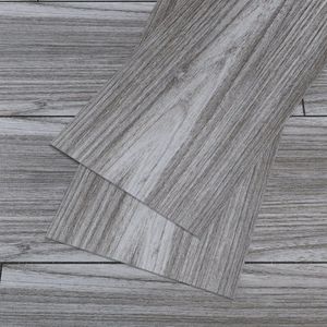 Zelfklevende Houtlook Vloertegels - Vintage Grijs PVC - Waterdichte Tegels voor Keuken en Badkamer - Eenvoudig te Installeren 90x15cm