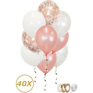 Rose Goud Ballonnen Confetti Verjaardag Versiering Sarah Witte Helium Ballonnen Feest Versiering Huwelijk – 40 Stuks