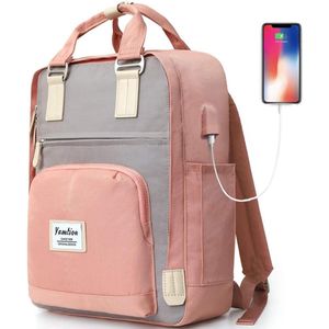 YAMTION Rugzak voor Dames, Schoolrugzak voor Meisjes, Rugzak voor School, Dagrugzak met Laptopvak voor 17,3 Inch Laptop, Dagrugzak voor Universiteit, Reizen, Vrije Tijd, Werk