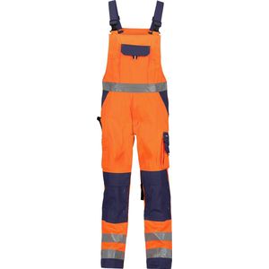 DASSY® Toulouse Hogezichtbaarheidsbretelbroek met kniezakken - maat 56 - FLUO-ORANJE/MARINEBLAUW