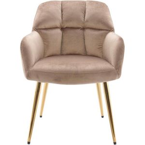 PASCAL MORABITO Set van 2 Stoelen - Velours - Beige - Goudkleurig Metaal