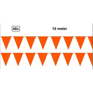 48x Vlaggenlijn oranje 10 meter - Vlaglijn Oranje feest festival EK WK holland koningsdag thema feest voetbal hockey sport