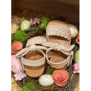 Calla Lily - Beige Gevlochten Baby Sandalen - Zomer Sandalen - Maat 23