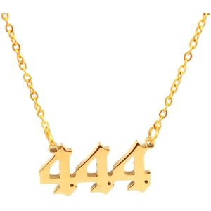 Bixorp Luck Geluksketting met Engelengetal 444 Goudkleurig - Afscheidscadeau - Ketting met Hanger