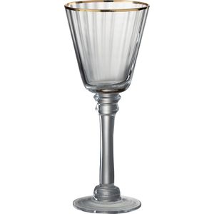 J-Line Rand wijnglas - witte wijn - glas - goud - 6 stuks - woonaccessoires
