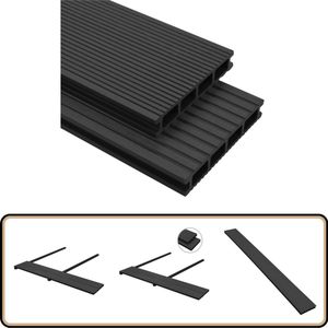 vidaXL Antraciet HKC Terrasplanken 20m² Compleet Terrasplanken - Houten Vloeren - Terrasdecoratie - Tuindecoratie - Outdoor Living