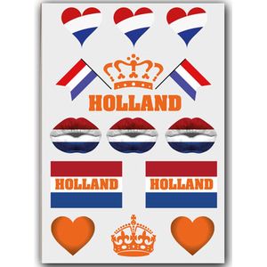 Temporary Tattoo Nederland / Holland Oranje #2 (A5 formaat) [Neptattoo - Tijdelijke tatoeage - Nep Fake Tattoos - Water overdraagbare festival sticker glitter smink schmink - Volwassenen Kinderen Jongen Meisje | WK World Cup Voetbal
