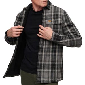 Superdry Wool Miller Overshirt Heren Overhemd - Roderick Check Black - Maat S