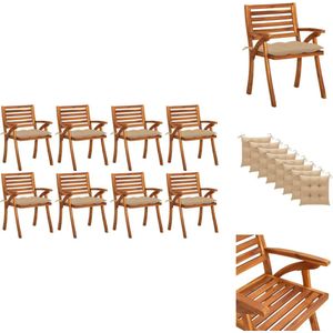 vidaXL Tuinstoel - Tuinstoelen - Buitenstoel - Buitenstoelen - Tuinstoelen 8 st met kussens massief acaciahout