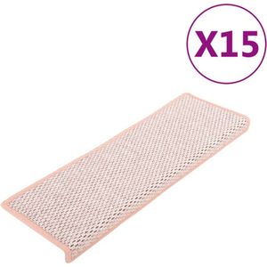 vidaXL - Trapmatten - zelfklevend - 15 - st - sisal-look - 65x21x4 - cm - roze