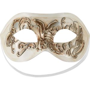 dressforfun - Venetiaans masker met versiering beige - verkleedkleding kostuum halloween verkleden feestkleding carnavalskleding carnaval feestkledij partykleding - 303533