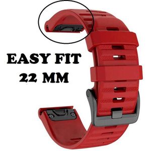 Firsttee - Siliconen Horlogeband - EASY FIT - Voor GARMIN - ROOD - 22 MM - Horlogebandjes - Quick Release - Easy Click - Garmin - S60 - S62 - Fenix 5 - Forerunner 935 - Fenix 6 (Pro) - Horloge bandje - Golfkleding - Golf accessoires - Cadeau