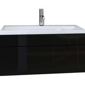 Meubel onder de wastafel - Badkamermeubel - Luna 80 - - Zwart glas - 80 x 43 x 42 cm