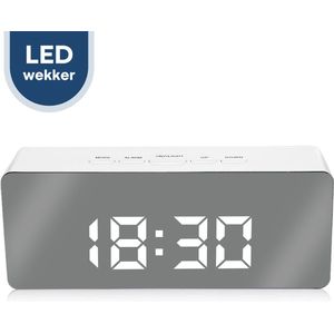 FOXLY® Digitale LED Wekker X85 - Klok - Slaapkamer - Wit - Inclusief USB Kabel