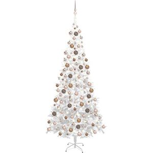 The Living Store Kerstboom Snowy White - 240 cm - Met LED-verlichting en kerstballen