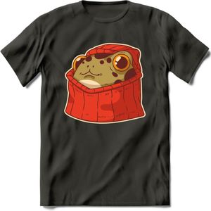 Hoodie frog T-Shirt Grappig | Dieren kikker Kleding Kado Heren / Dames | Animal Skateboard Cadeau shirt - Donker Grijs - XL