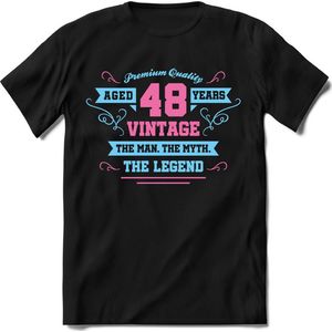 48 Jaar Legend - Feest kado T-Shirt Heren / Dames - Licht Blauw / Licht Roze - Perfect Verjaardag Cadeau Shirt - grappige Spreuken, Zinnen en Teksten. Maat M