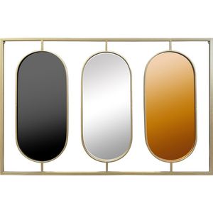 LW Collection luxe design wandspiegel goud rechthoek 109x70 cm metaal - grote spiegel muur - industrieel - woonkamer gang - badkamerspiegel - muurspiegel