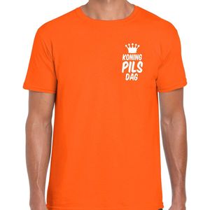 Bellatio Decorations Koningsdag verkleed shirt voor heren - koning pils dag - oranje - feestkleding XL