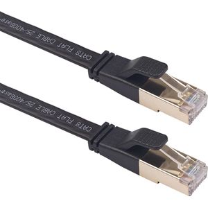 By Qubix internetkabel - 10m cat 8 Ultra dunne Flat - Zwart - Ethernet kabel - Netwerkkabel - UTP kabel - RJ45 - UTP kabel