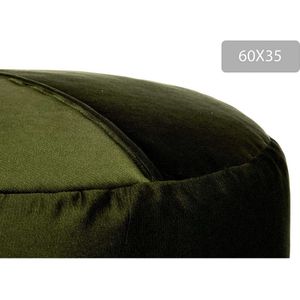 Velvet Poef Noa - Fluweel - Rond - Groen - 60 x 35 x 60 cm