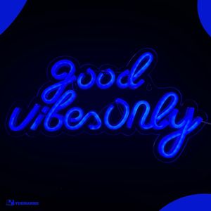 Neon Lamp - Good Vibes Only Blauw - Incl. Ophanghaakjes - Neon Sign - Neon Verlichting - Neon Led Lamp - Wandlamp