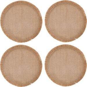 Mikasa 4-Delige Ronde Hessian Placemat Set, Natuurlijk, 38cm