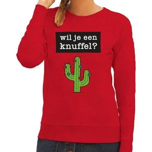Wil je een Knuffel tekst sweater rood dames - dames trui Wil je een Knuffel? XL