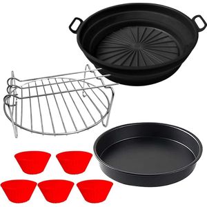 Airfryer Accessoires compatibel voor Philips Essential 41 L HD9252-HD9200 siliconen bakvorm grillframe muffinvormpjes - set van 4 - bakset (41 liter) Air Fryer Silicone Pot