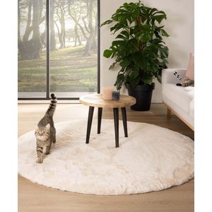 Rond hoogpolig vloerkleed - Comfy plus - crème 200 cm rond