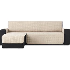 Belmarti® Bankbeschermer - Geo Quilt Chaise Longue Links - 200cm breed - Beige - Stevige gevoerde polyester bank beschermer - Huisdiervriendelijk - Vuil- en vochtafstotende Teflonlaag - Premium Kwaliteit