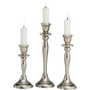 Kandelaar - 3 set -23 cm - Aluminium  - Zilver