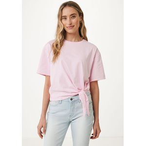 T-shirt With Knotted Front Dames - Licht Roze - Maat XL