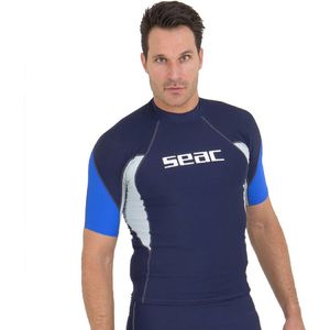 Seac RAA Short Evo rashguard met korte mouwen voor heren - UV zwem en snorkeltop - Blauw/wit - S